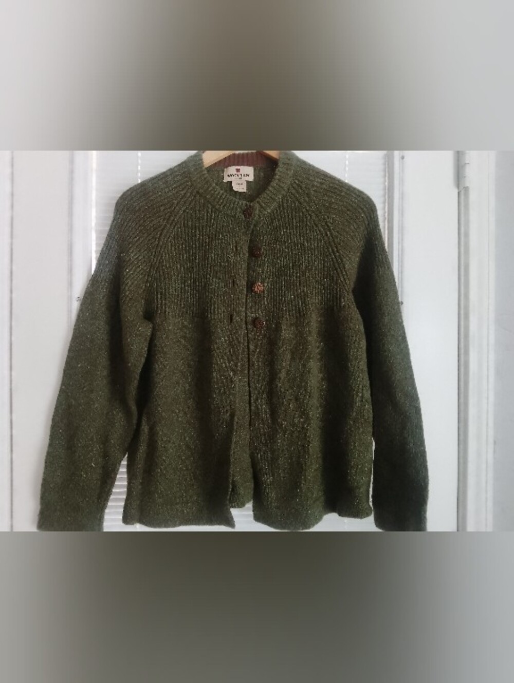 Woolrich Olive Green Button-Up Women's Cardigan Sweater Gremlincore FairyGoth